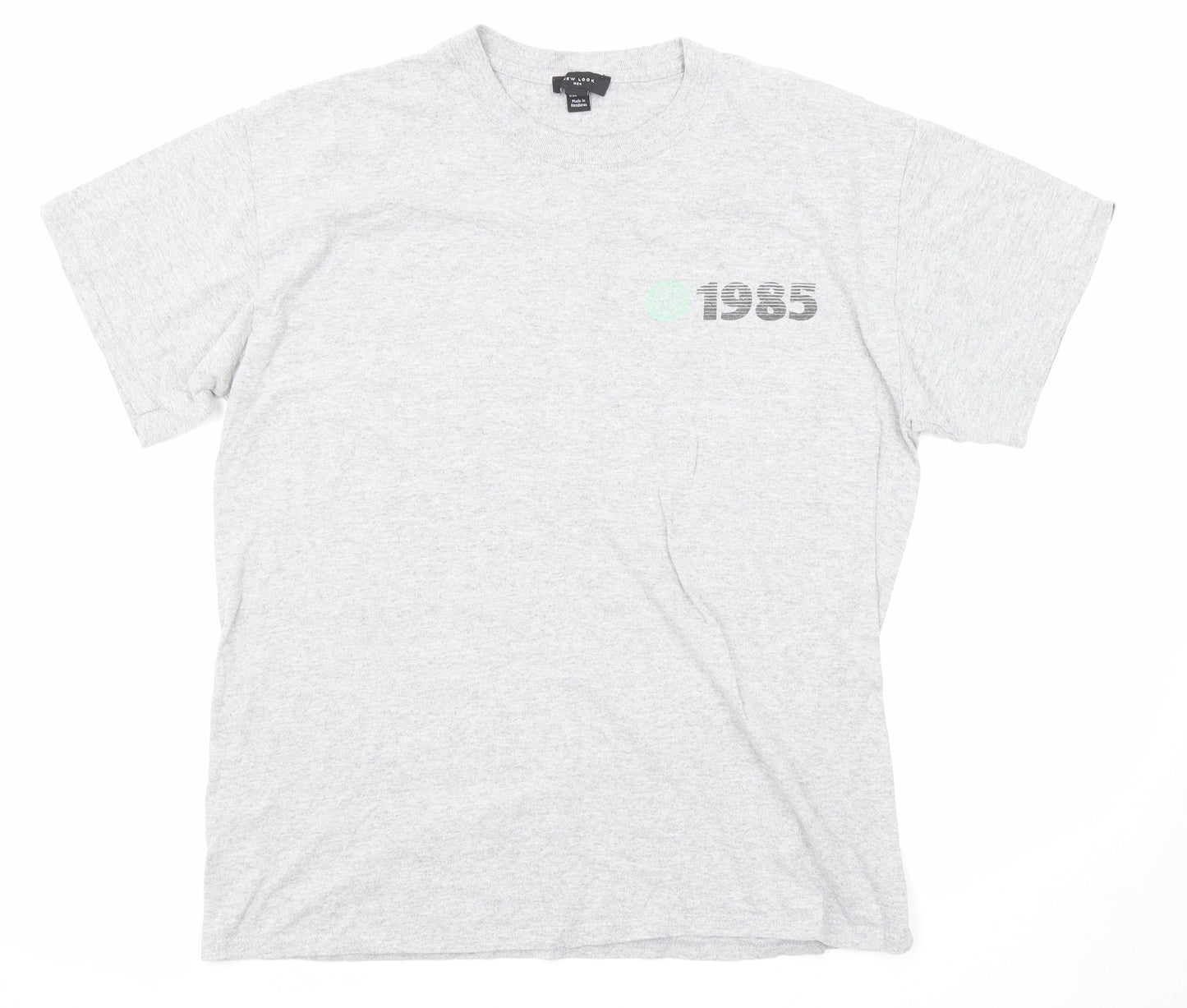 New Look Mens Grey Cotton T-Shirt Size M Round Neck - Evolve 1985
