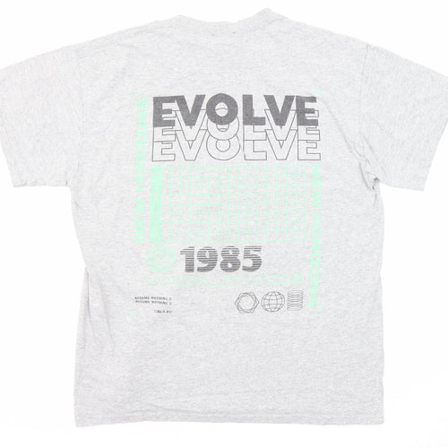 New Look Mens Grey Cotton T-Shirt Size M Round Neck - Evolve 1985