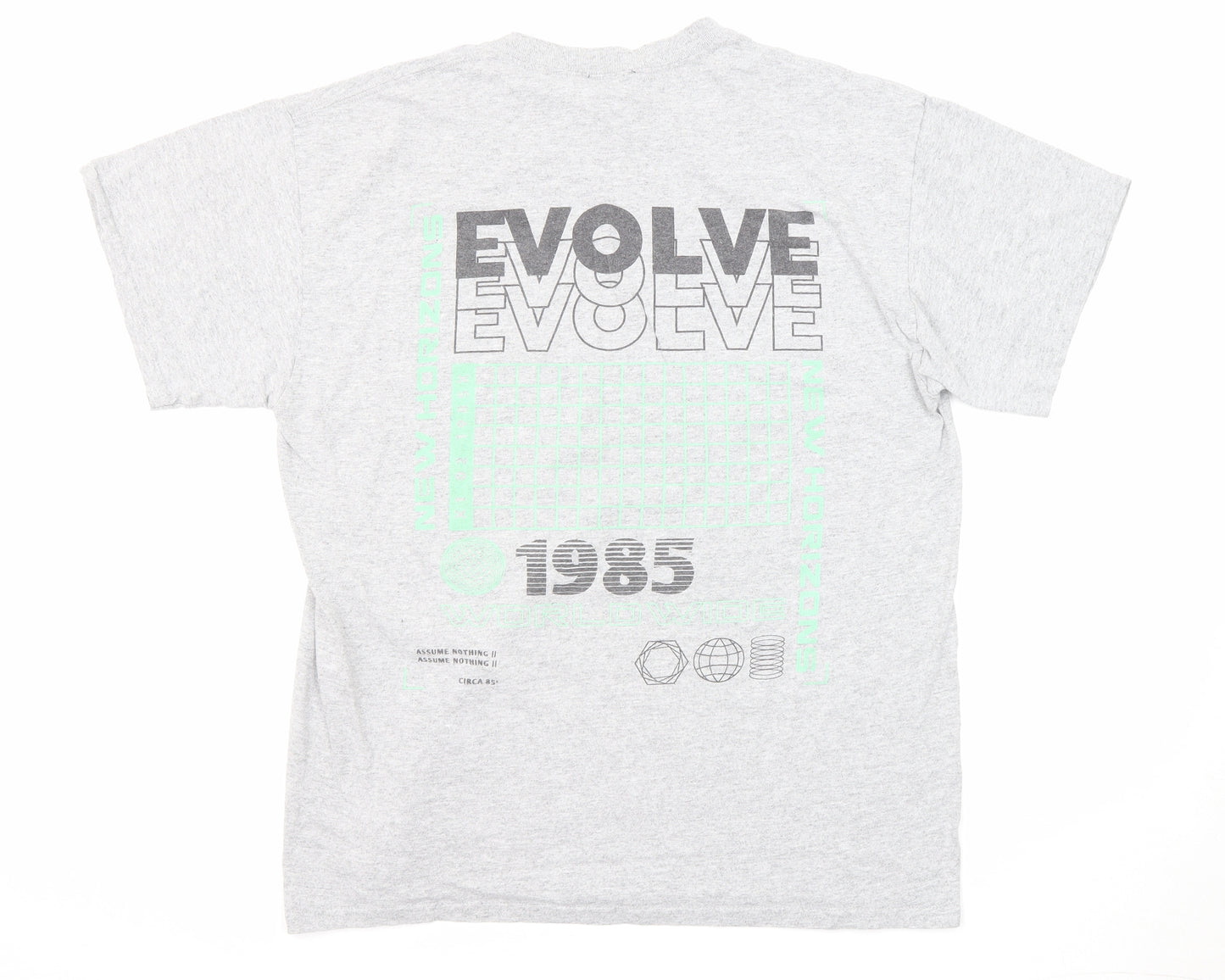 New Look Mens Grey Cotton T-Shirt Size M Round Neck - Evolve 1985