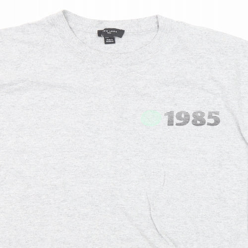 New Look Mens Grey Cotton T-Shirt Size M Round Neck - Evolve 1985