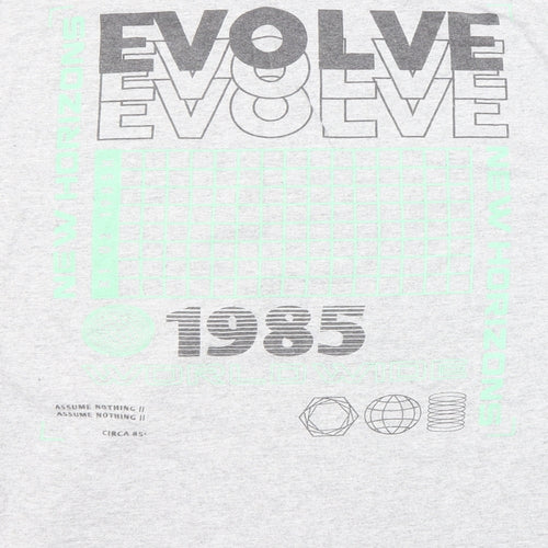 New Look Mens Grey Cotton T-Shirt Size M Round Neck - Evolve 1985
