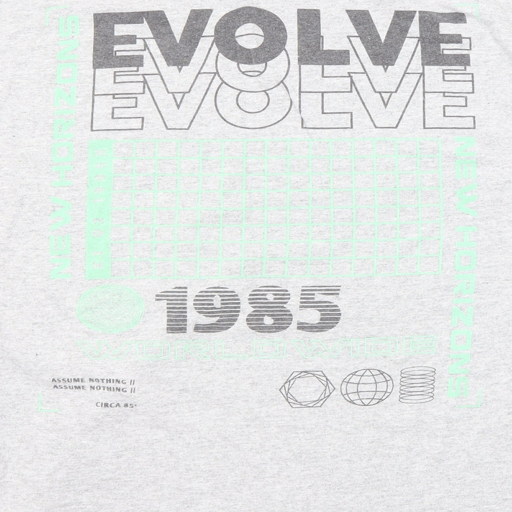 New Look Mens Grey Cotton T-Shirt Size M Round Neck - Evolve 1985