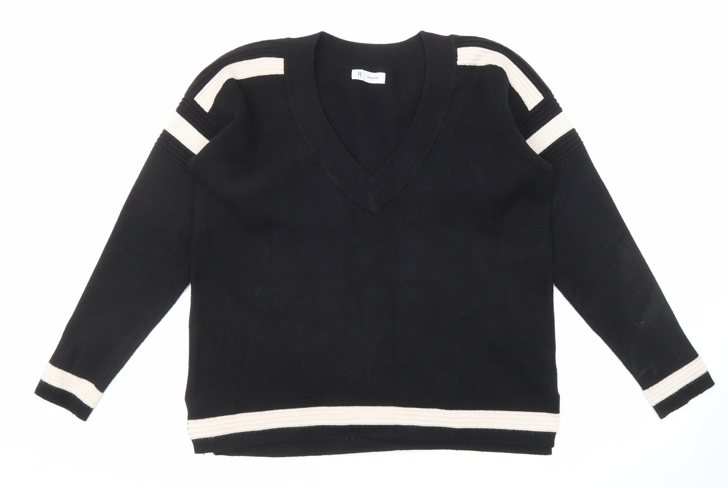 ESSENTIEL Antwerp Womens Black V-Neck Viscose Pullover Jumper Size M