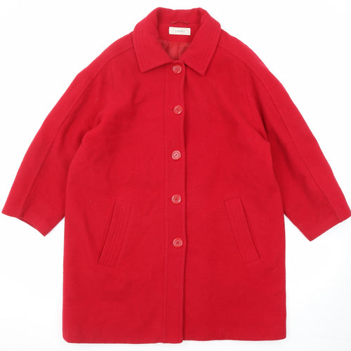 Classic Womens Red Overcoat Coat Size 18 Button