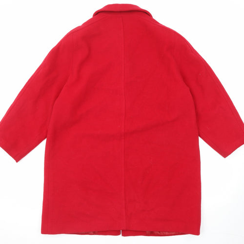 Classic Womens Red Overcoat Coat Size 18 Button