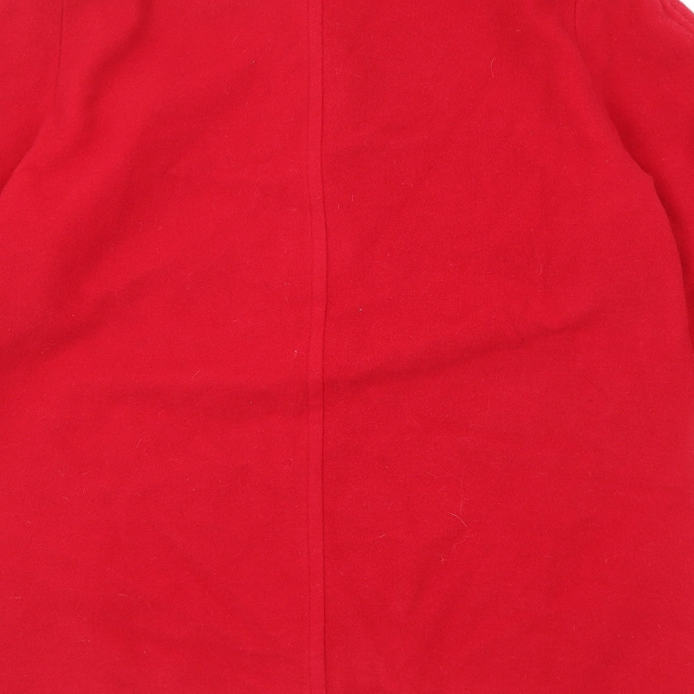 Classic Womens Red Overcoat Coat Size 18 Button