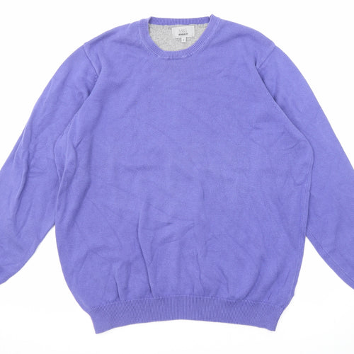 Marks and Spencer Womens Purple Round Neck Cotton Pullover Jumper Size L