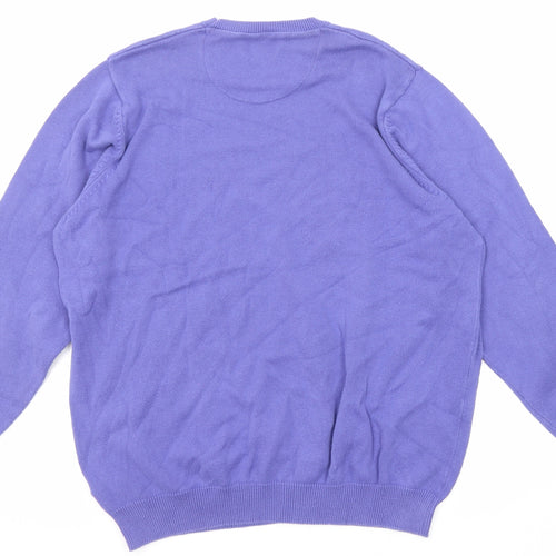 Marks and Spencer Womens Purple Round Neck Cotton Pullover Jumper Size L