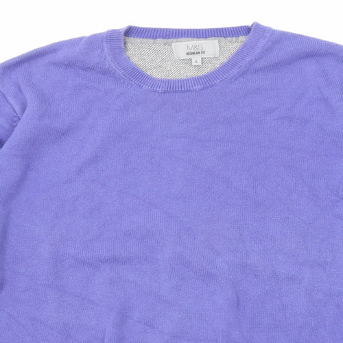 Marks and Spencer Womens Purple Round Neck Cotton Pullover Jumper Size L