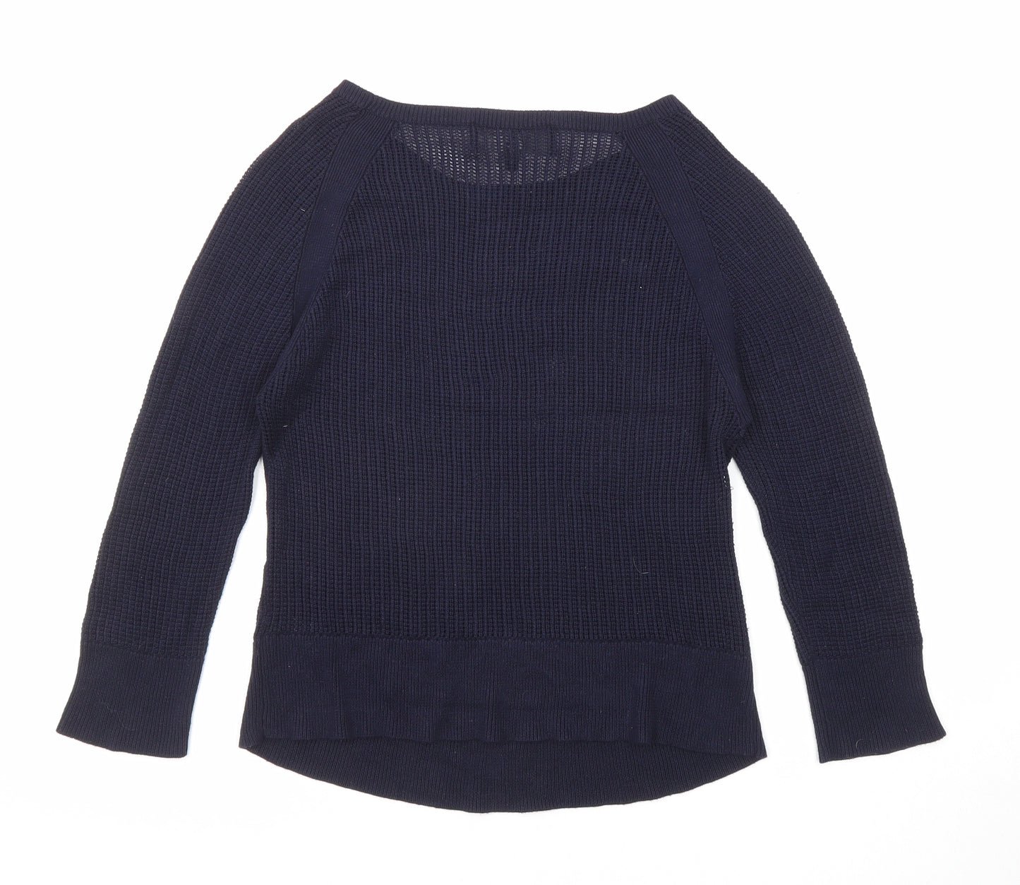 7 For All Mankind Womens Blue Boat Neck Viscose Pullover Jumper Size M