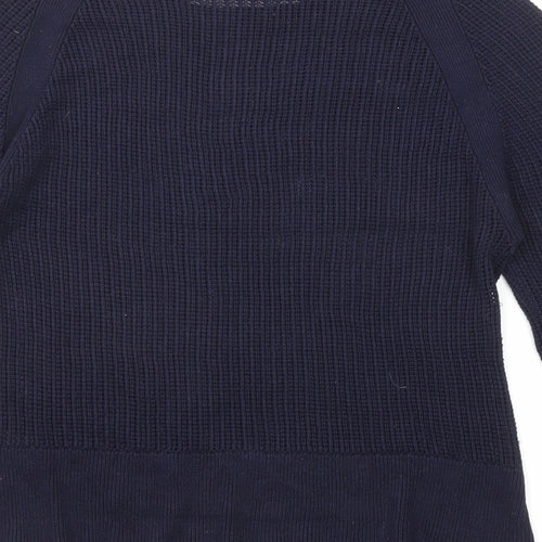 7 For All Mankind Womens Blue Boat Neck Viscose Pullover Jumper Size M