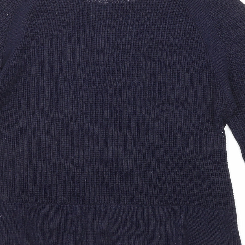 7 For All Mankind Womens Blue Boat Neck Viscose Pullover Jumper Size M