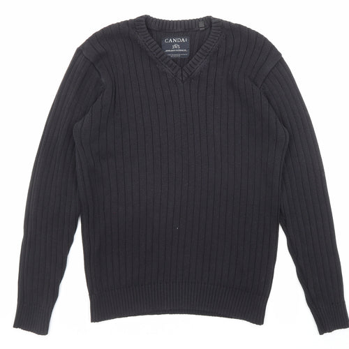 C&A Womens Black V-Neck Acrylic Pullover Jumper Size M