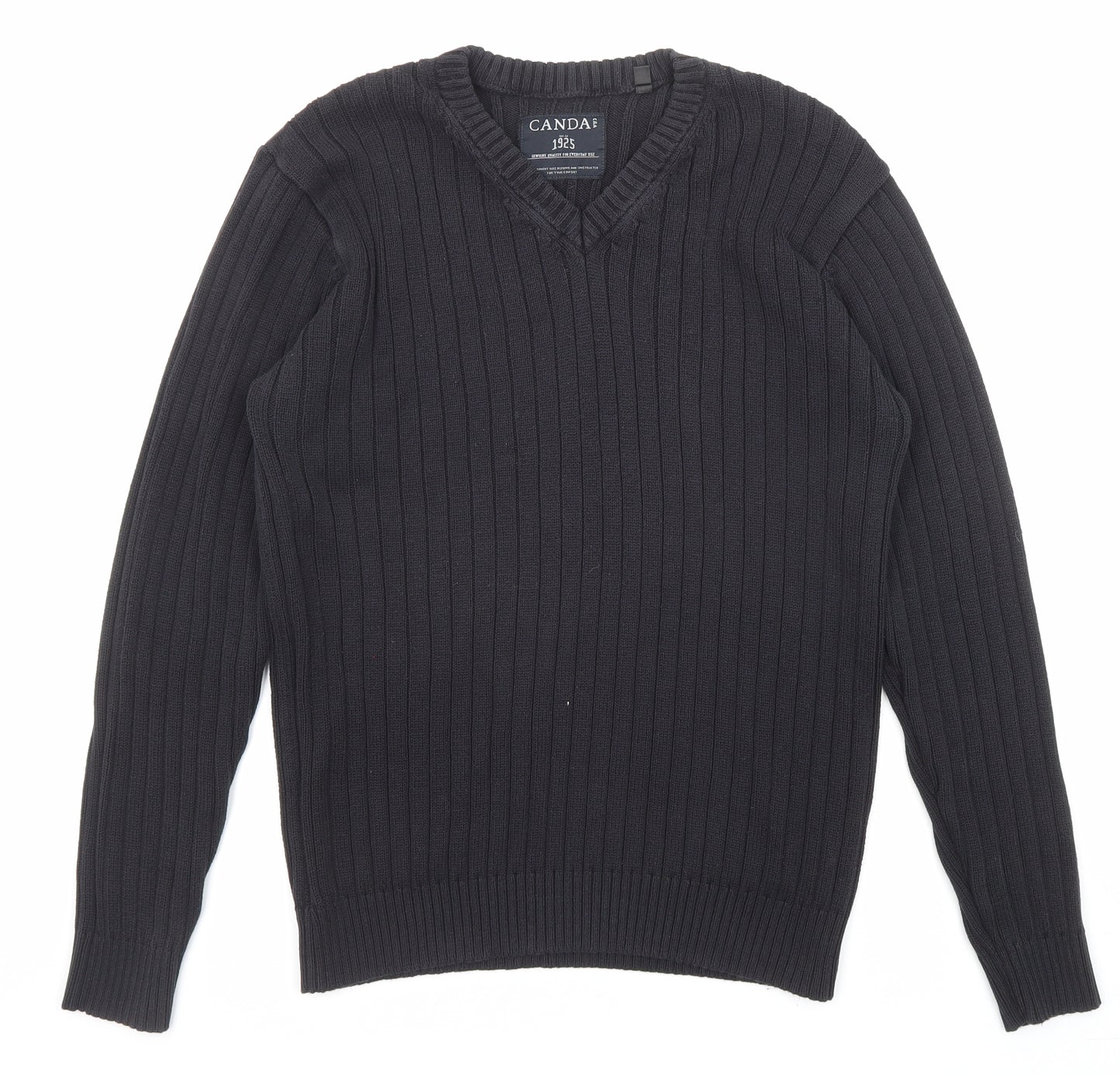 C&A Womens Black V-Neck Acrylic Pullover Jumper Size M
