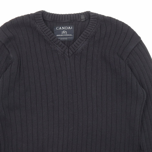 C&A Womens Black V-Neck Acrylic Pullover Jumper Size M