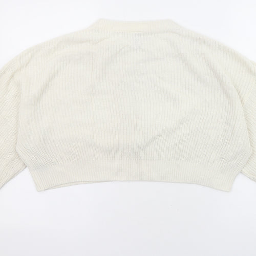 Divided by H&M Womens Ivory Round Neck Acrylic Pullover Jumper Size M - Cropped