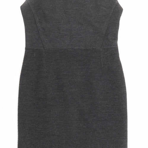 Marks and Spencer Womens Grey Acrylic Shift Size 10 Round Neck Zip