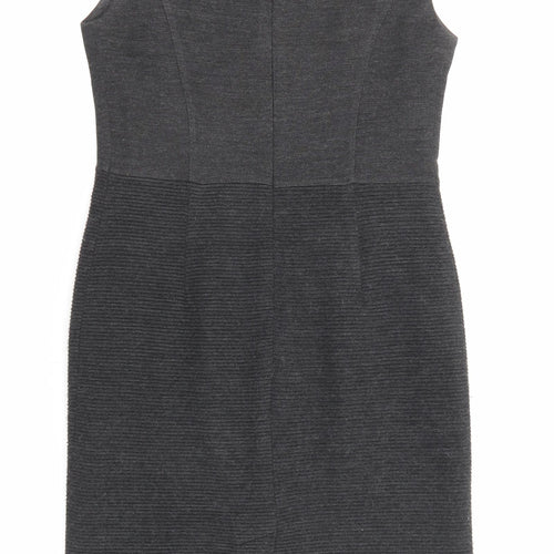 Marks and Spencer Womens Grey Acrylic Shift Size 10 Round Neck Zip