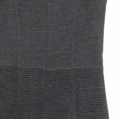 Marks and Spencer Womens Grey Acrylic Shift Size 10 Round Neck Zip