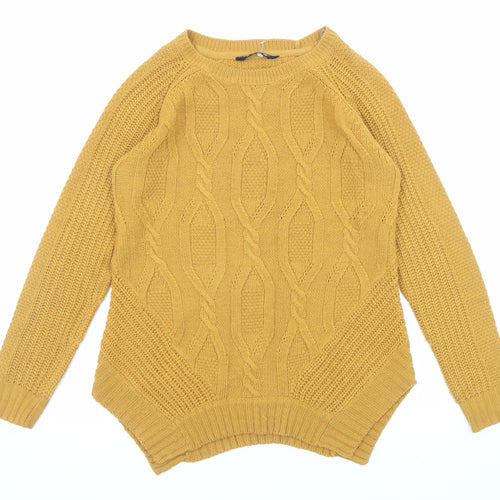 Select Womens Yellow Round Neck Acrylic Pullover Jumper Size 8