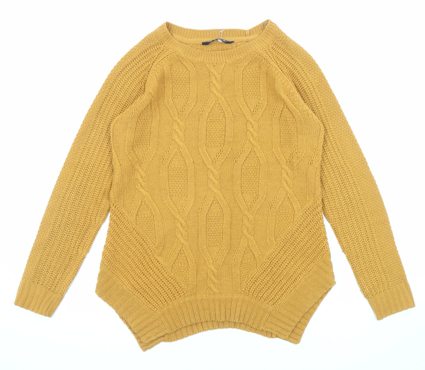 Select Womens Yellow Round Neck Acrylic Pullover Jumper Size 8