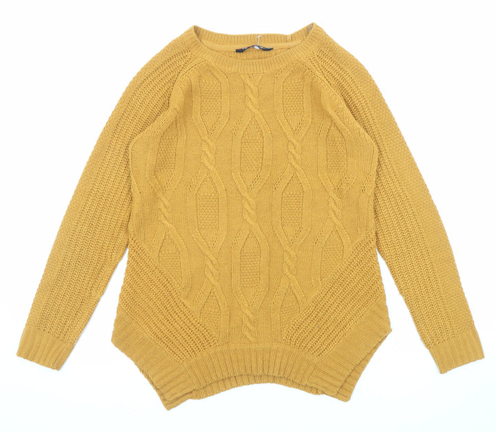 Select Womens Yellow Round Neck Acrylic Pullover Jumper Size 8