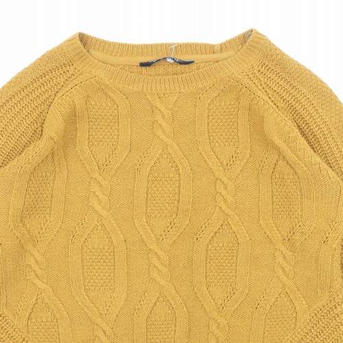 Select Womens Yellow Round Neck Acrylic Pullover Jumper Size 8