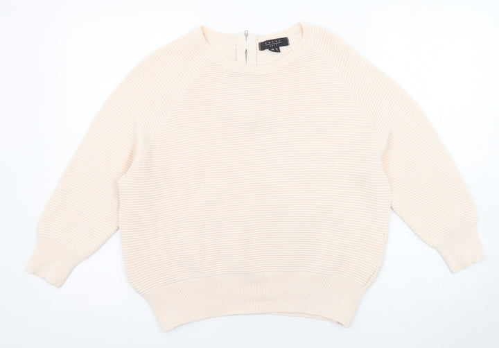Amara Womens Pink Round Neck Cotton Pullover Jumper Size 16