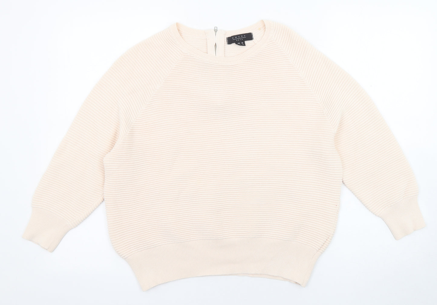 Amara Womens Pink Round Neck Cotton Pullover Jumper Size 16