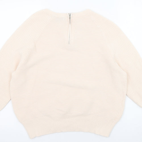 Amara Womens Pink Round Neck Cotton Pullover Jumper Size 16