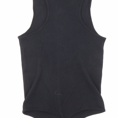 PRETTYLITTLETHING Womens Black Polyamide Bodysuit One-Piece Size S Snap