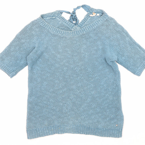 White Stuff Womens Blue Boat Neck Cotton Pullover Jumper Size 10