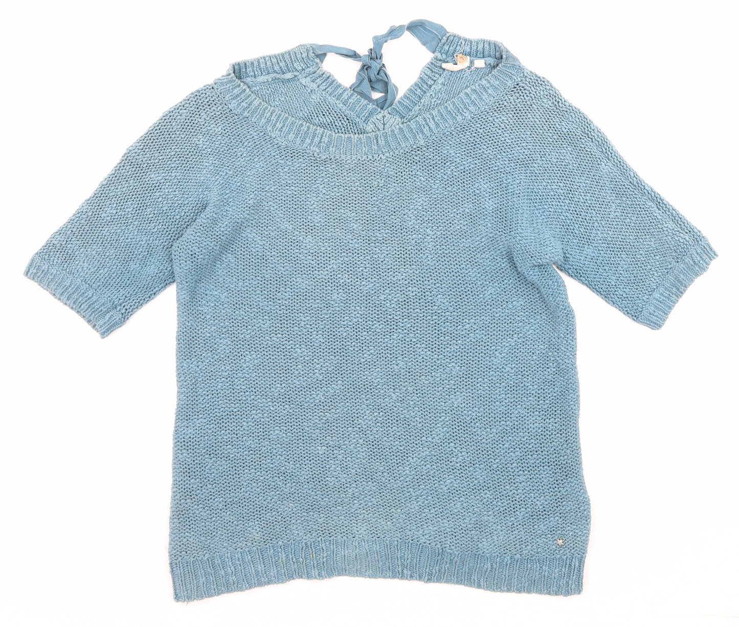 White Stuff Womens Blue Boat Neck Cotton Pullover Jumper Size 10