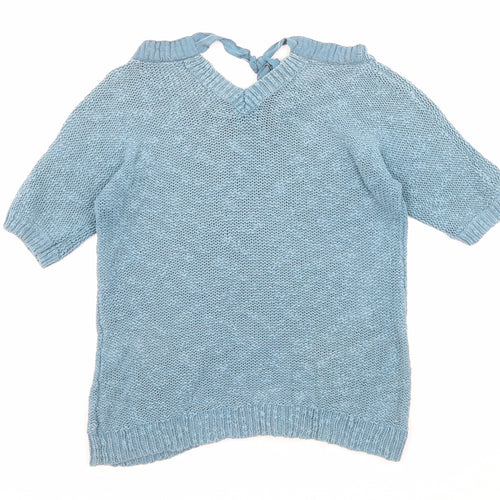 White Stuff Womens Blue Boat Neck Cotton Pullover Jumper Size 10
