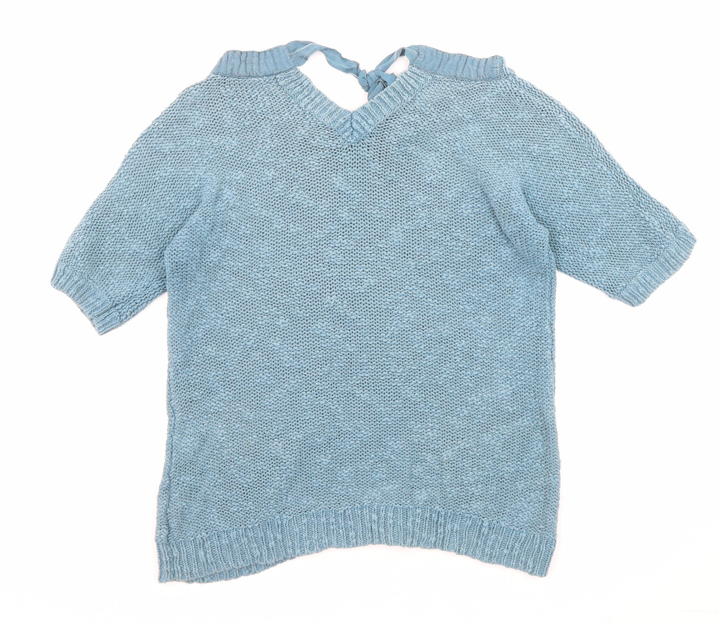 White Stuff Womens Blue Boat Neck Cotton Pullover Jumper Size 10