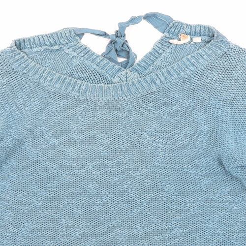White Stuff Womens Blue Boat Neck Cotton Pullover Jumper Size 10
