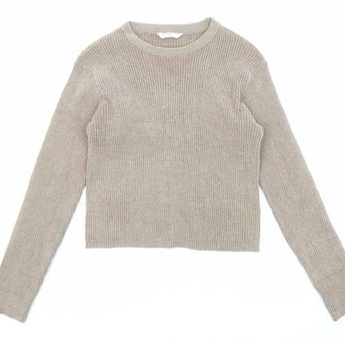Marks and Spencer Girls Beige Round Neck Polyester Pullover Jumper Size 15-16 Years Pullover