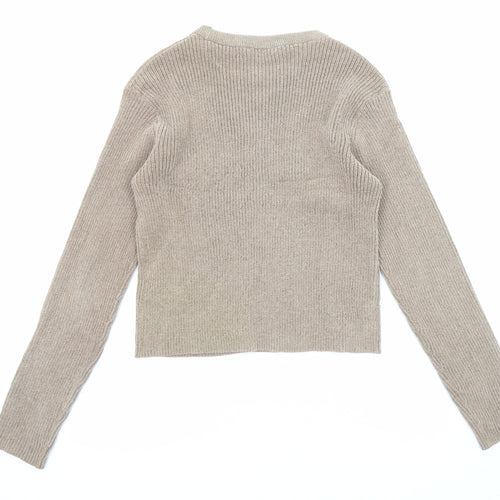 Marks and Spencer Girls Beige Round Neck Polyester Pullover Jumper Size 15-16 Years Pullover
