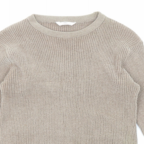 Marks and Spencer Girls Beige Round Neck Polyester Pullover Jumper Size 15-16 Years Pullover