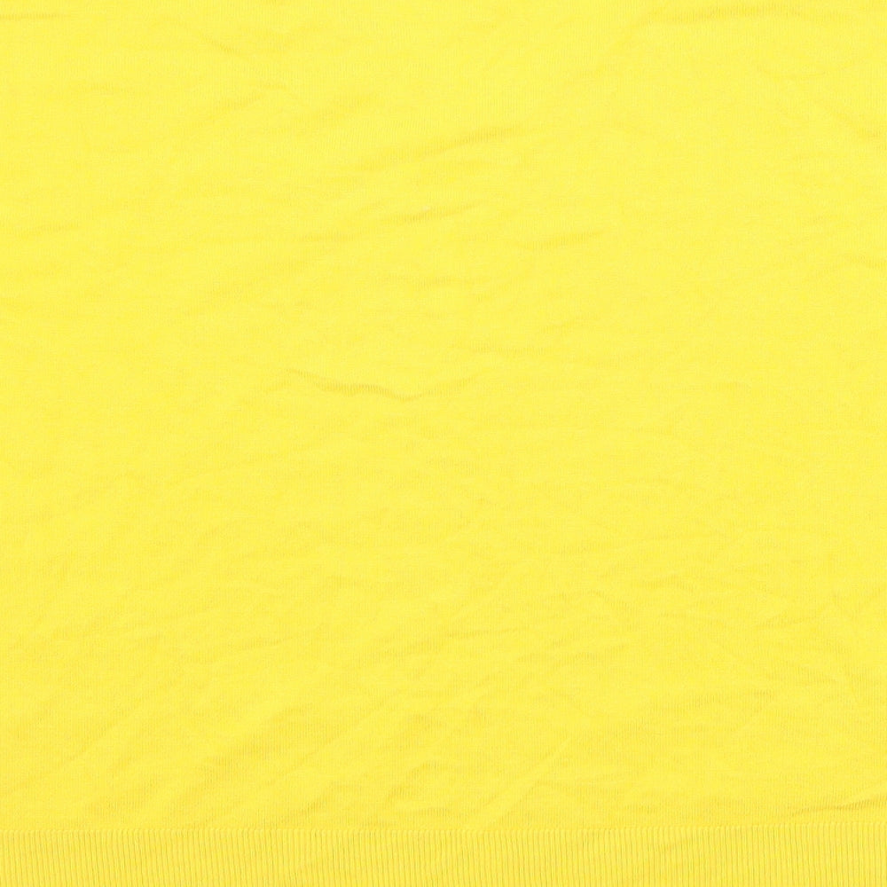 Violeta Womens Yellow V-Neck Viscose Pullover Jumper Size 2XL
