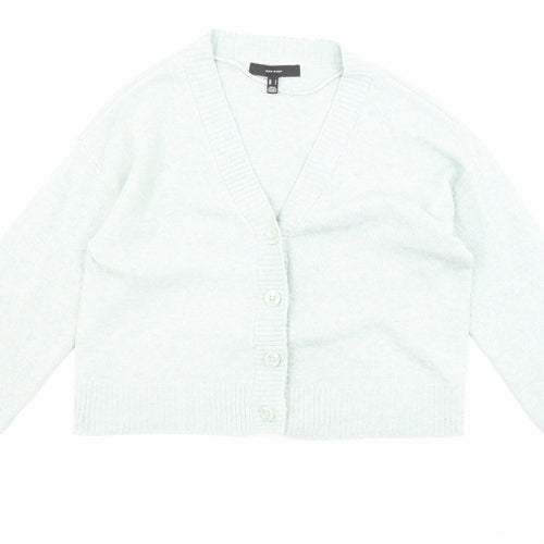 VERO MODA Womens Blue V-Neck Polyester Cardigan Jumper Size S