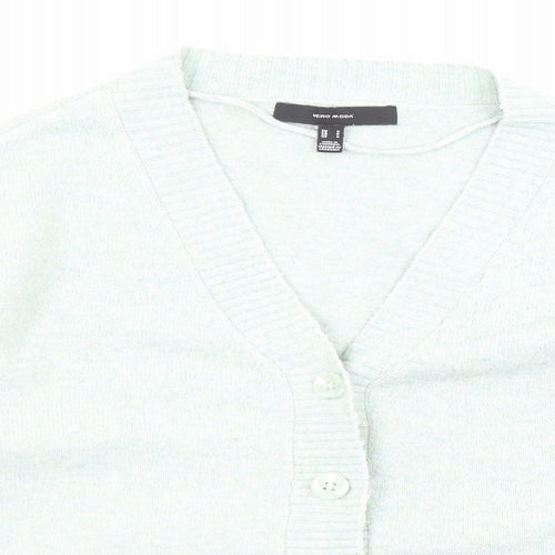VERO MODA Womens Blue V-Neck Polyester Cardigan Jumper Size S