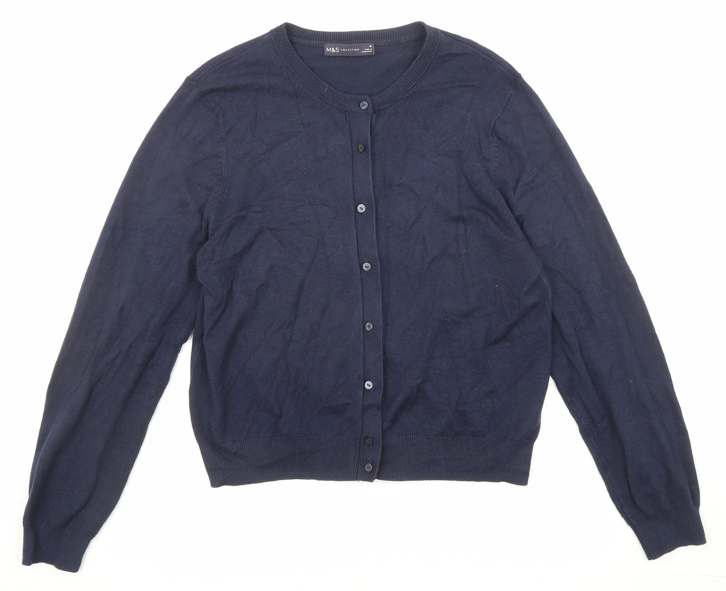 Marks and Spencer Womens Blue Round Neck Viscose Cardigan Jumper Size 16
