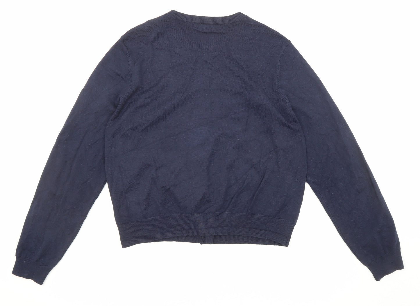Marks and Spencer Womens Blue Round Neck Viscose Cardigan Jumper Size 16