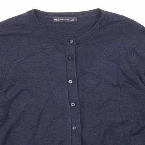 Marks and Spencer Womens Blue Round Neck Viscose Cardigan Jumper Size 16