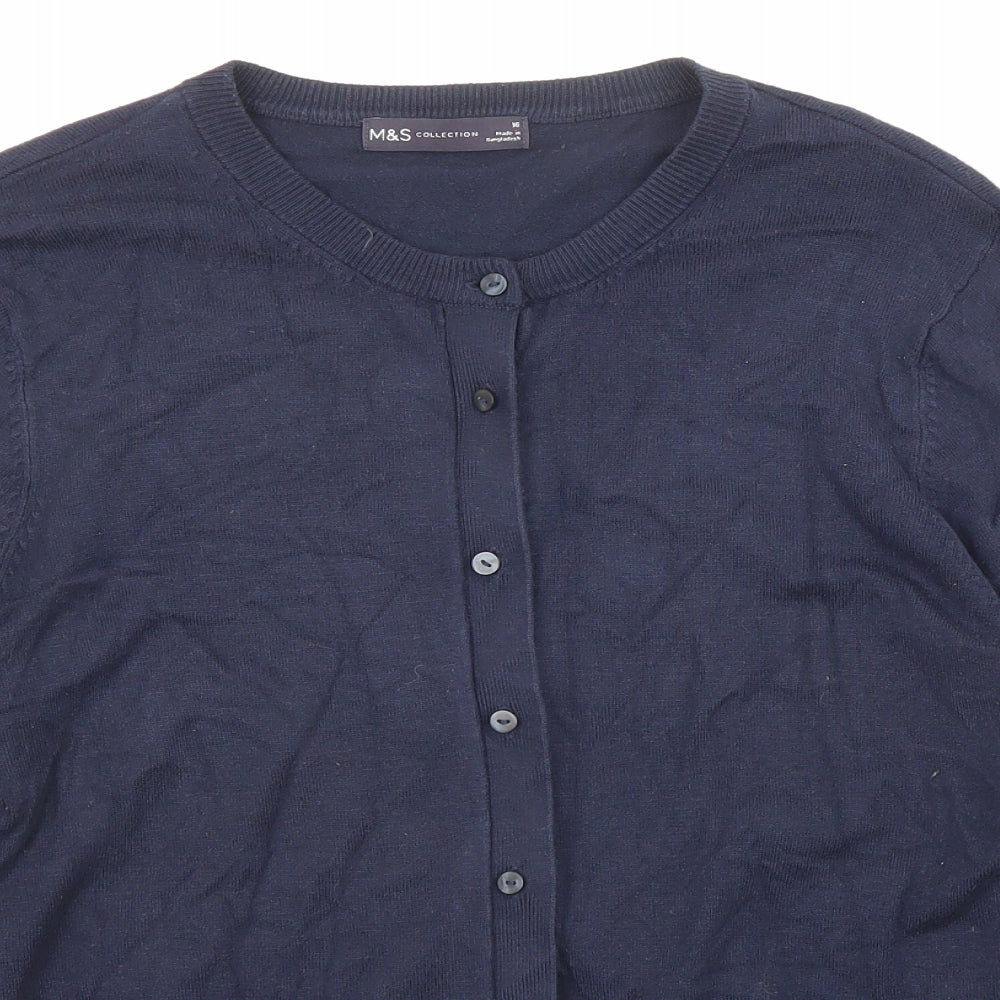 Marks and Spencer Womens Blue Round Neck Viscose Cardigan Jumper Size 16