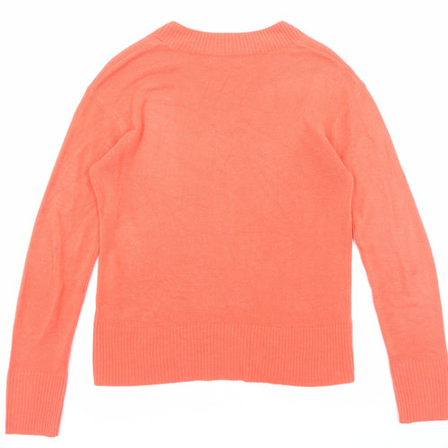 Marks and Spencer Womens Red V-Neck Acrylic Pullover Jumper Size 8
