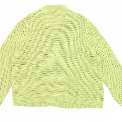 Ange Womens Green Round Neck Cotton Cardigan Jumper Size M - Size M-L