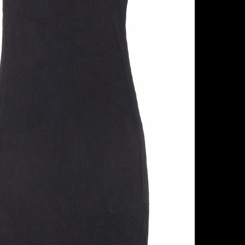 PRETTYLITTLETHING Womens Black Viscose Bodycon Size 8 Scoop Neck Pullover