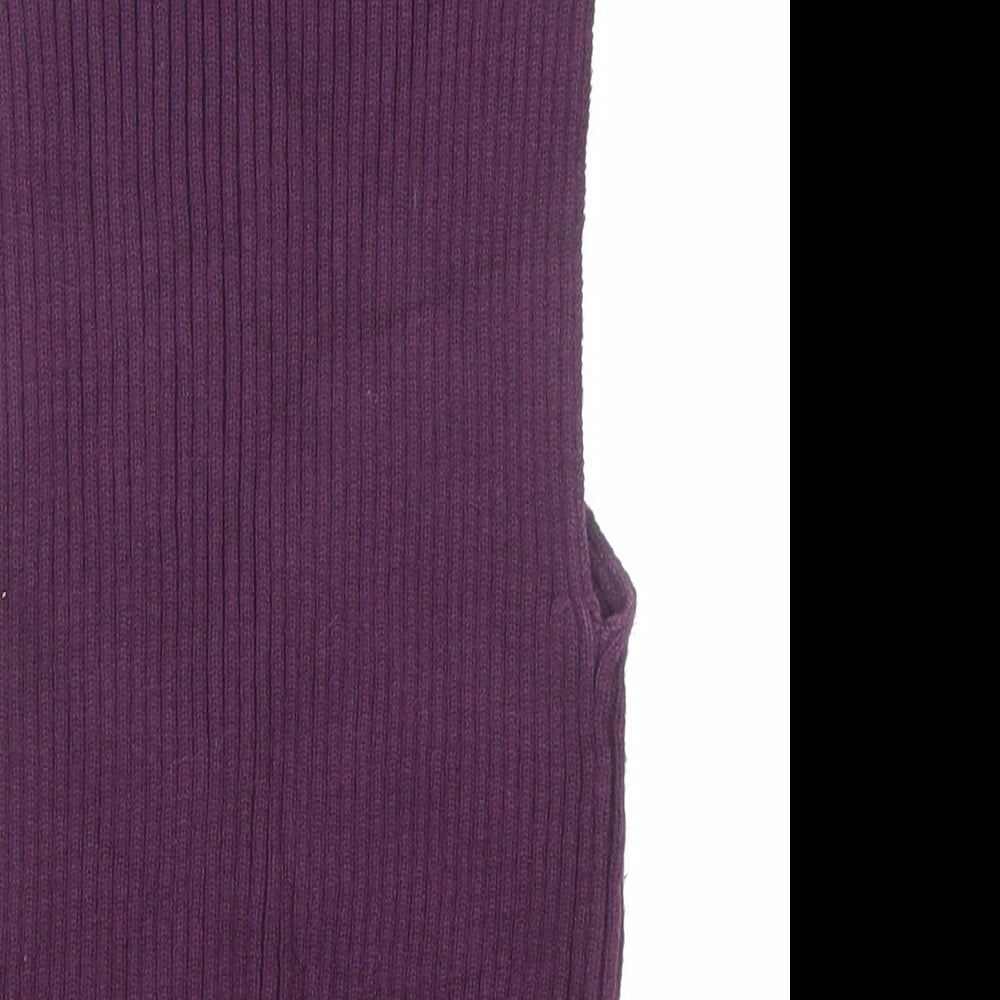 Zara Womens Purple High Neck Viscose Pullover Jumper Size S